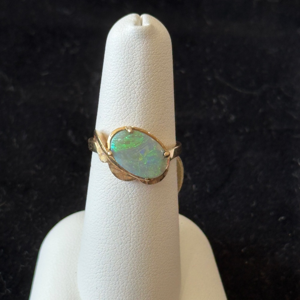 SOLD - 14K yellow gold with a stunning Oval Fire Opal stone SZ: 7